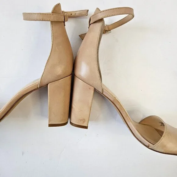 Vince Camuto Beige 3.5" Block Heel Dress Sandal Shoes With Ankle Strap. Size 8M - Picture 5 of 6